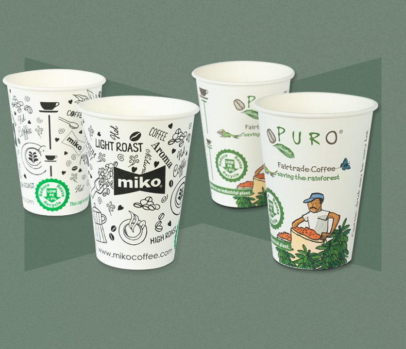 kartonnen koffiebeker minder dan 5% plastic